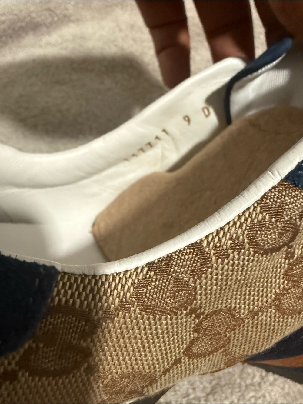 Gucci Blue Tan Monogram Athletic Sneakers - Picture 3 of 3